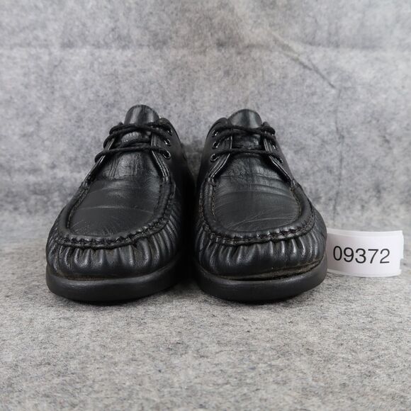 Sas Shoes Womens 9 Bounce Lace Up Moc Comfort Classic Leather Black Career Wedge - Picture 3 of 15